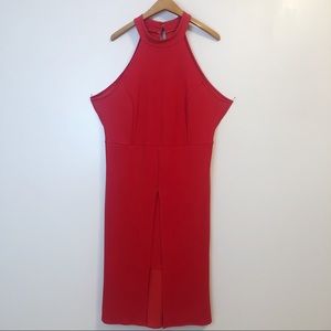 BooHoo: High Neck Split Front Midi Dress